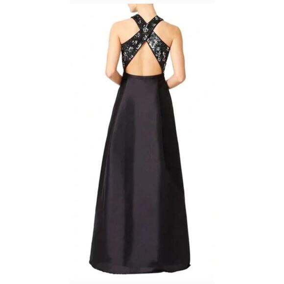 Monique Lhuillier Jadore Dress Sequin Open Criss Cross Back Maxi Gown 2 - Picture 3 of 11
